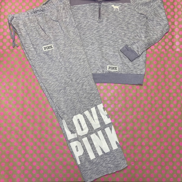Victoria Secret PINK Half Zip Sweater & Boyfriend Pants Set - Picture 2 of 4